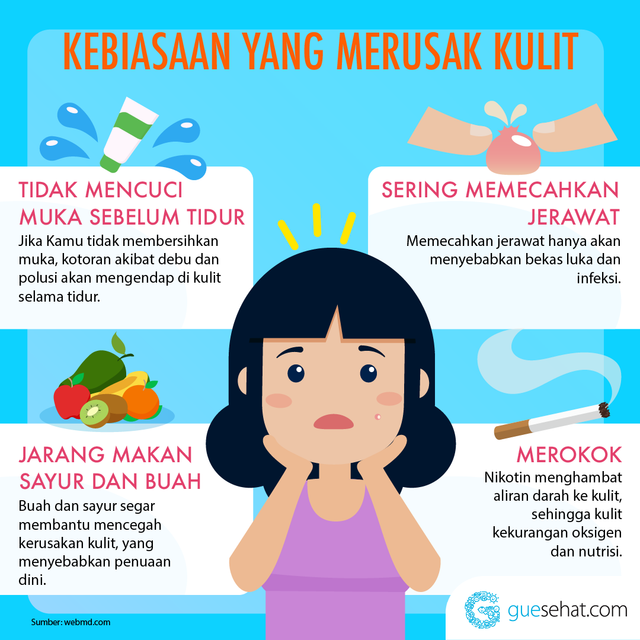 Hábitos que pueden dañar tu piel - GueSehat.com